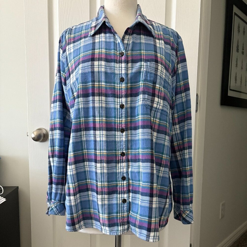 Long Sleeve Blue and Pink Plaid Flannel Shirt Dickies 1X